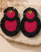 Boucles d'oreilles circulaires oversize en raphia, crochetées à la main, durables et affirmées - Sphère PL