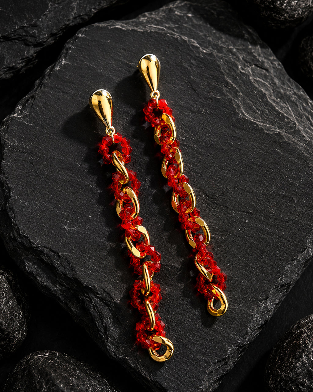 Mirage, Handcrafted Crimson Red Sculptural Lightweight Drop Earrings