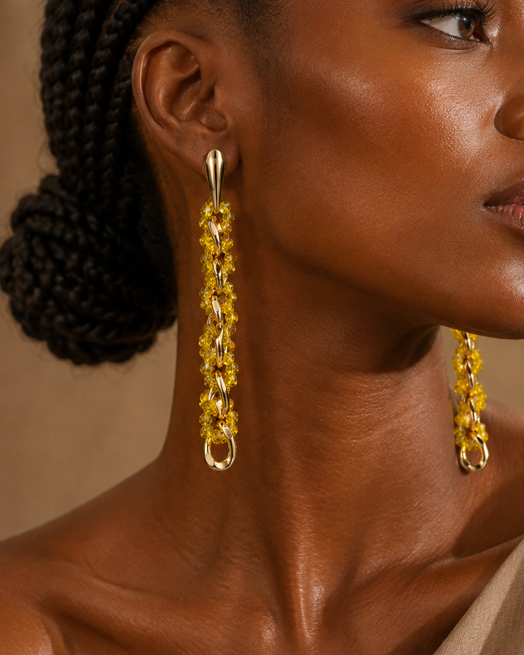 Mirage, Handcrafted Sunburst Yellow Sculptural Lightweight Drop Earrings