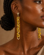 Mirage, Handcrafted Sunburst Yellow Sculptural Lightweight Drop Earrings