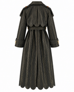 Vera Trench, Handcrafted Kente & Rhinestone Long Coat with Batik Lining – Black