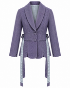Jess 26, Handcrafted Purple Kente Tailored Blazer with Scalloped Hem