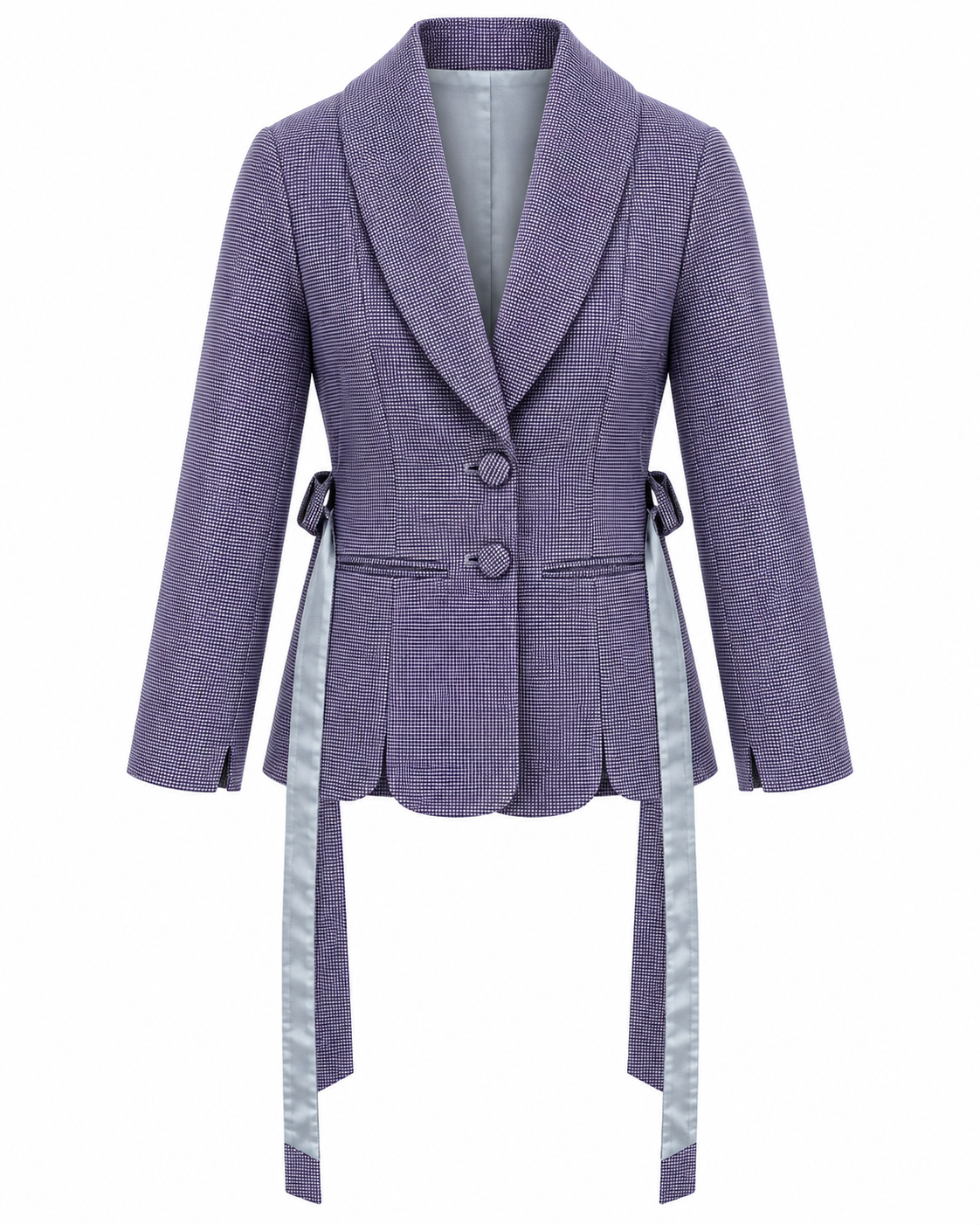 Jess 26, Handcrafted Purple Kente Tailored Blazer with Scalloped Hem
