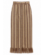 Milena Cream with Brown Stripes Handcrafted High-Waist Kente Pencil Skirt