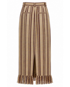 Milena Cream with Brown Stripes Handcrafted High-Waist Kente Pencil Skirt
