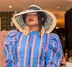 Bow II, Women's Handmade Black & Cream Crochet Raffia Wide-Brim Sun Hat with Oversized Back Bow