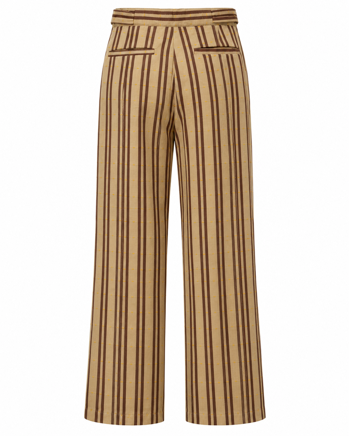 Margot, Handcrafted Adjustable Tailored Cream with Brown Stripes Kente Trousers