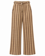 Margot, Handcrafted Adjustable Tailored Cream with Brown Stripes Kente Trousers