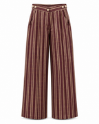 Margot, Handcrafted Adjustable Tailored Chocolate with Cream & Gold Stripes Kente Trousers