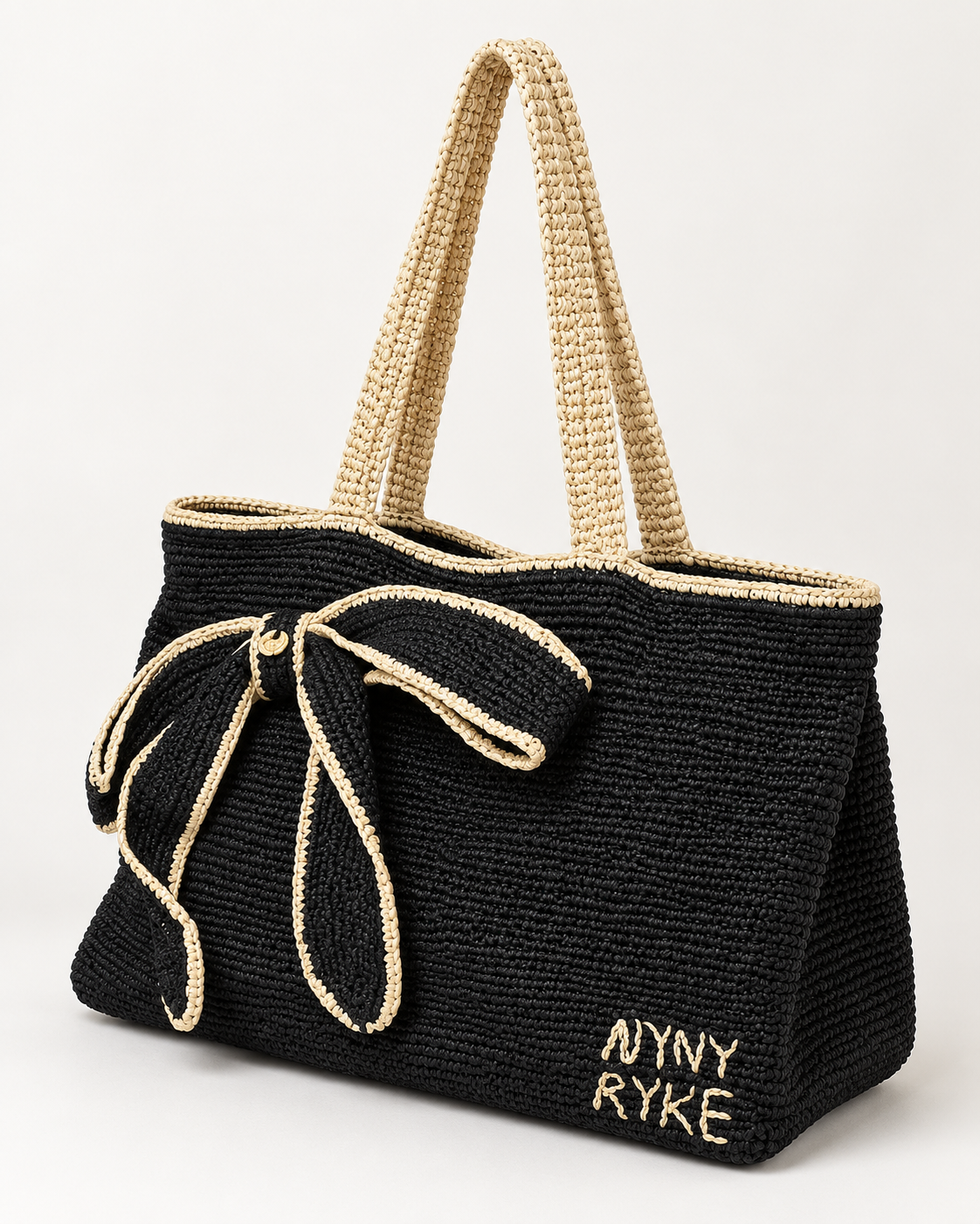 Bow, Sustainable Handcrafted Oversized Raffia Beach Bag