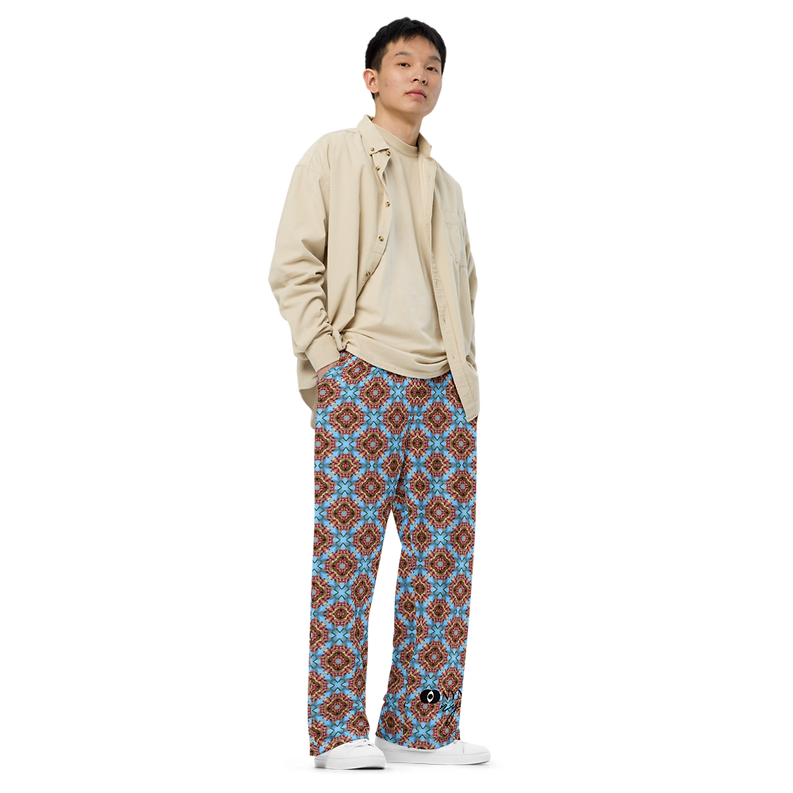 Orchidee - Pantaloni comodi, unisex, a gamba larga