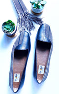 Elisa, Women's Handcrafted Kente & Leather Ballerina Flats with Wooden Heel