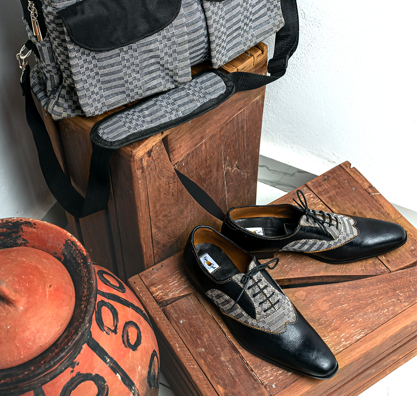 Henry -Leather and Kente elegant shoes