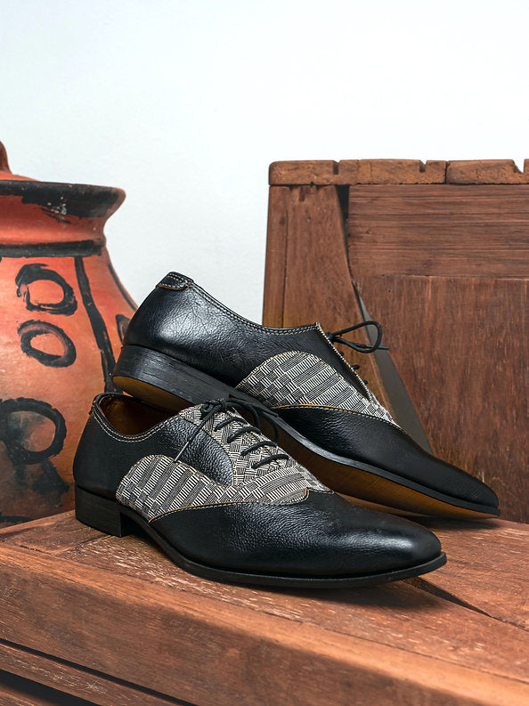 Henry -Leather and Kente elegant shoes