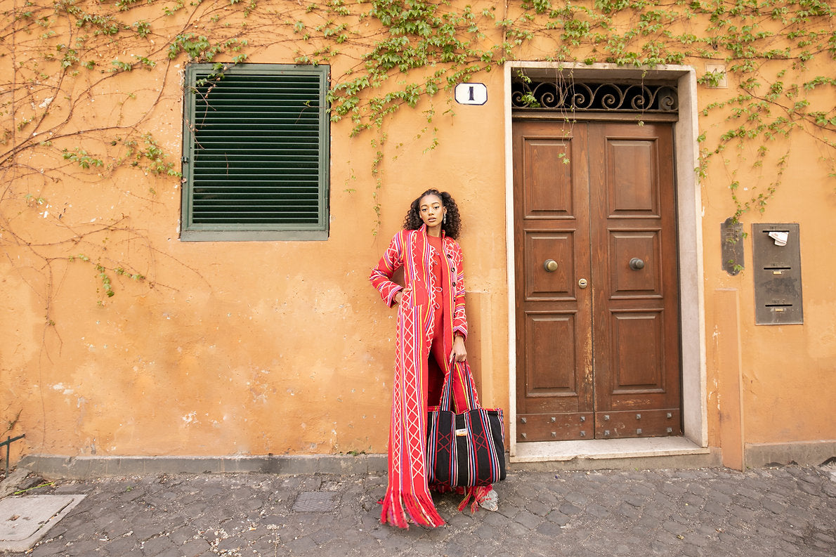 In &amp; Out - Borsa tote reversibile trapuntata in Kente