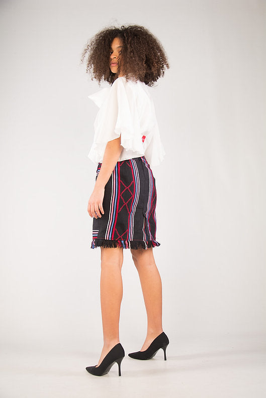 "Sentimento" (High waist pencil skirt in Kente)