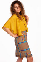 "Sentimento" S (High waist pencil skirt in Kente)