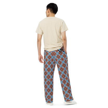 Orchidee - Pantaloni comodi, unisex, a gamba larga