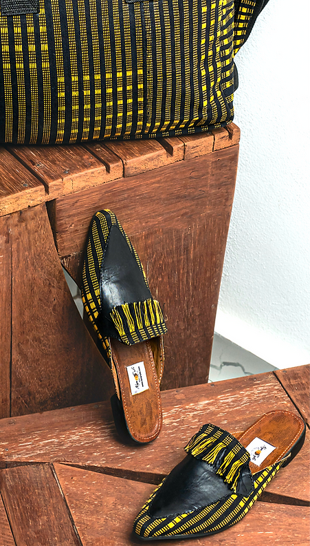 Tash- Kente backeless mules, loafers