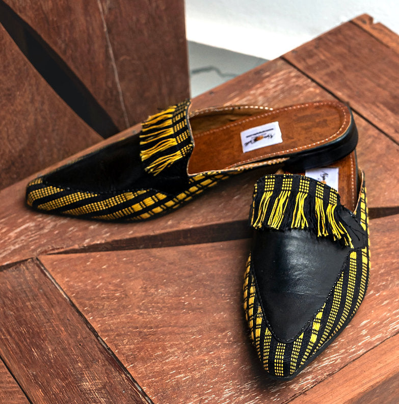 Tash- Kente backeless mules, loafers