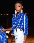 Silvia, Women's Handcrafted Soft Kente Cropped Shawl Collar Jacket