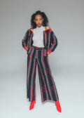 Keys, Denim-Cut Palazzo Trousers Handwoven Organic Kente Pants