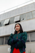 Speranza, Unisex Green Kente Bomber Jacket Handwoven Fringe Outerwear