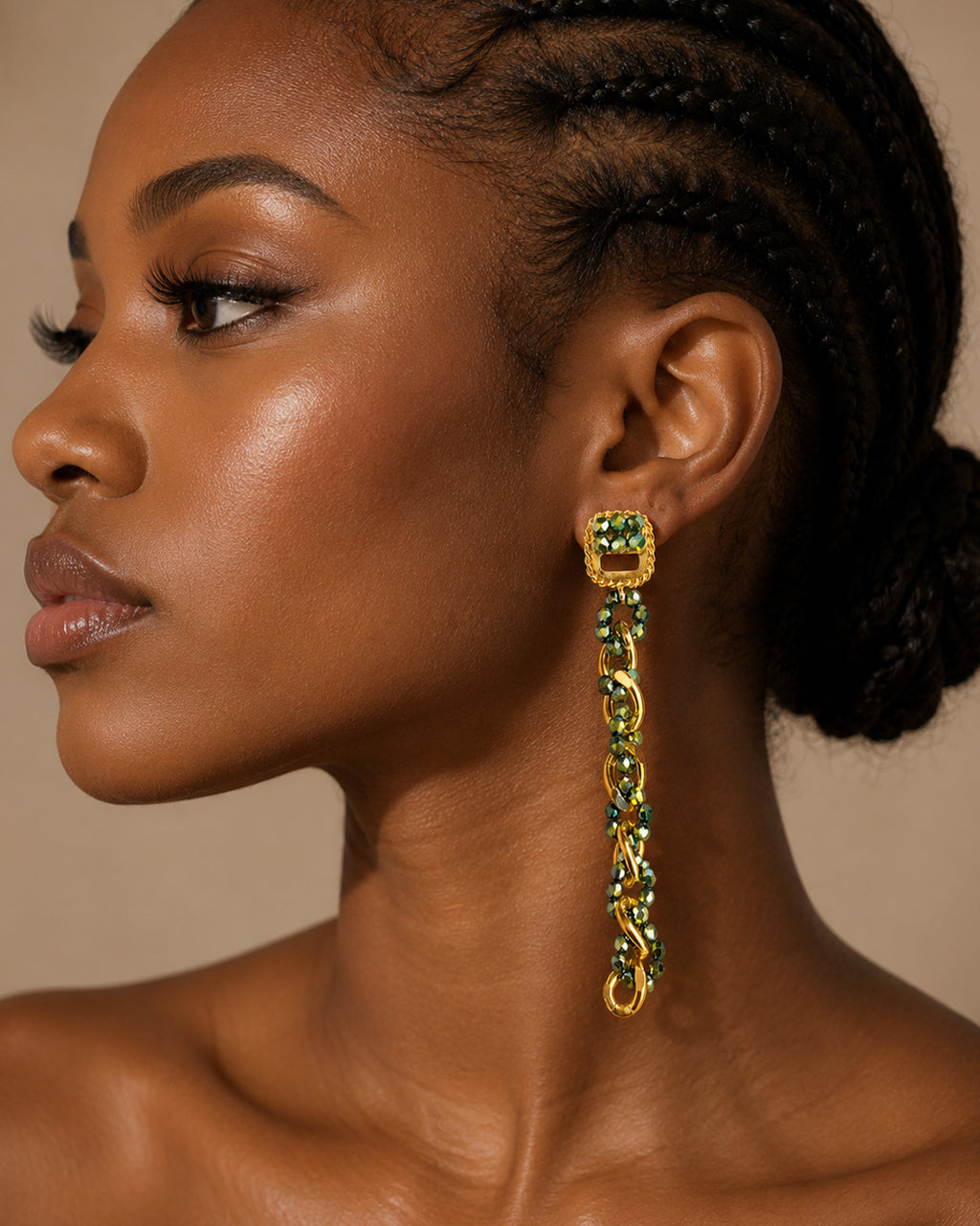 Mirage, Handcrafted Emerald Green Sculptural Lightweight Drop Earrings