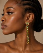 Mirage, Handcrafted Emerald Green Sculptural Lightweight Drop Earrings
