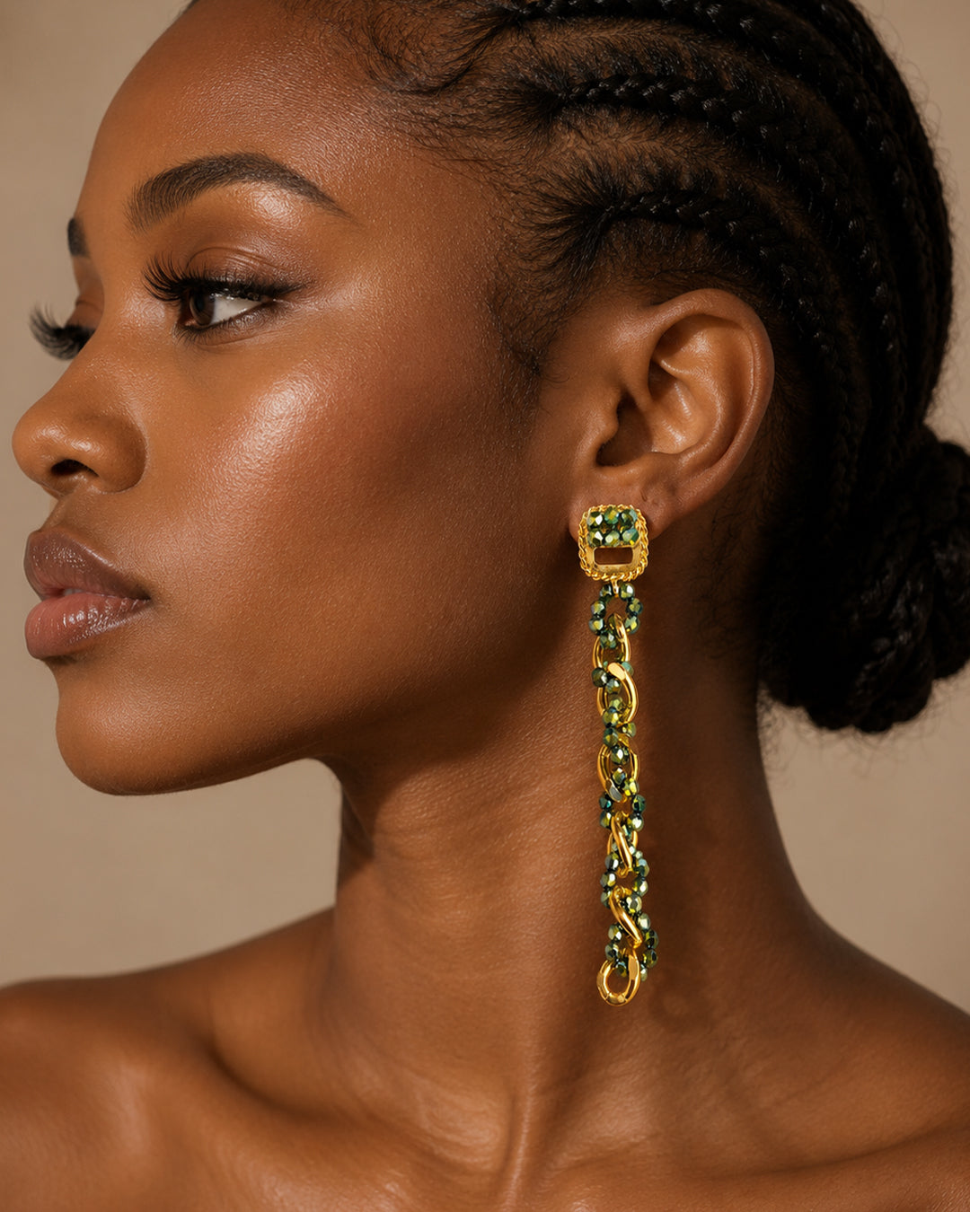 Mirage, Handcrafted Emerald Green Sculptural Lightweight Drop Earrings