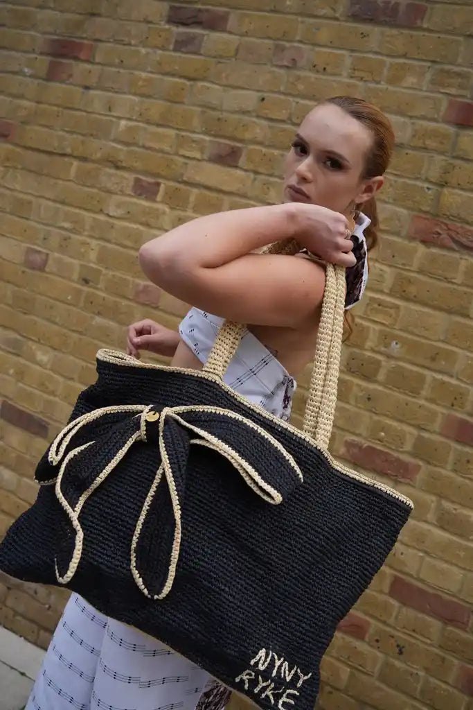 Bow, Sustainable Handcrafted Oversized Raffia Beach Bag