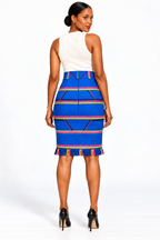 Sentimento, High-Waist Kente Pencil Skirt Handwoven Organic Cotton Skirt