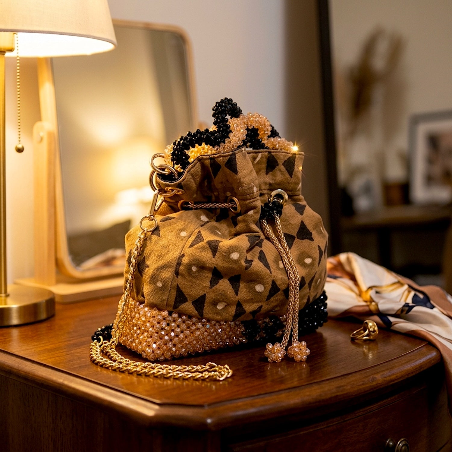 Bibi, Handmade Bogolan Beaded Bag