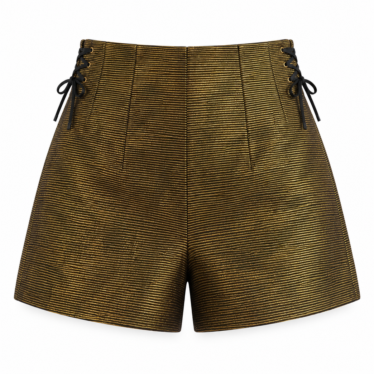 Silvia, Handcrafted Shimmer Black Kente Tailored Shorts