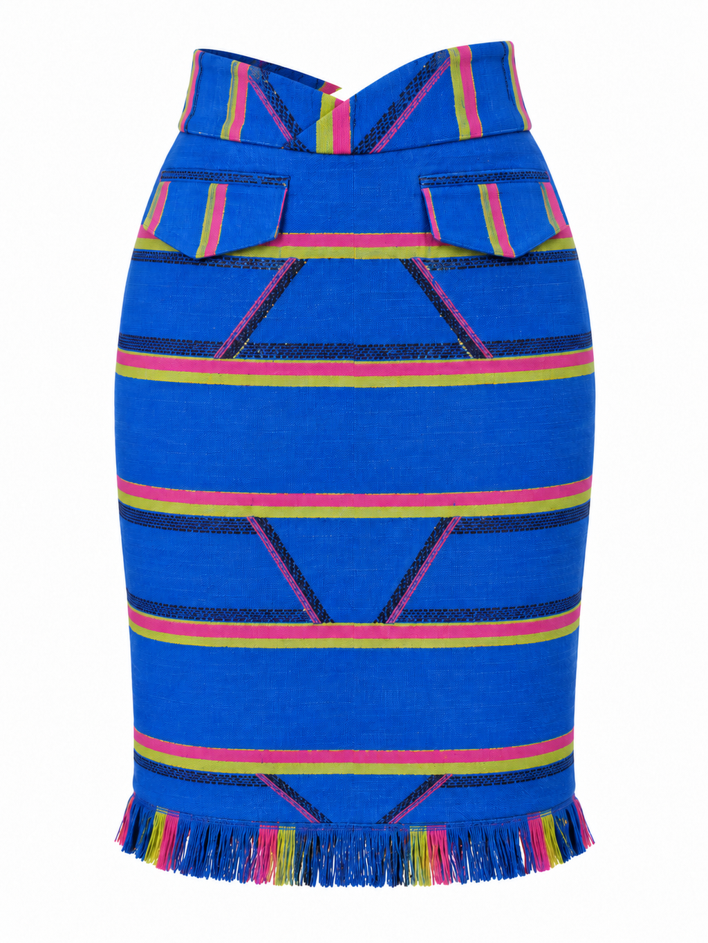 Sentimento, High-Waist Kente Pencil Skirt Handwoven Organic Cotton Skirt