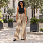 Keys 26 Denim-Cut Shimmer Cream Organic Cotton Palazzo Pants