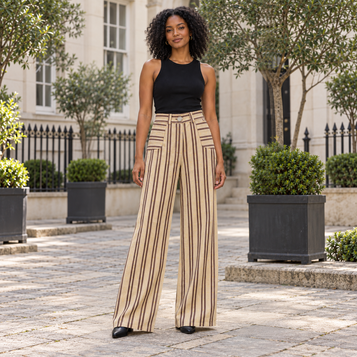 Keys 26, Pantalon large artisanal en coton biologique crème