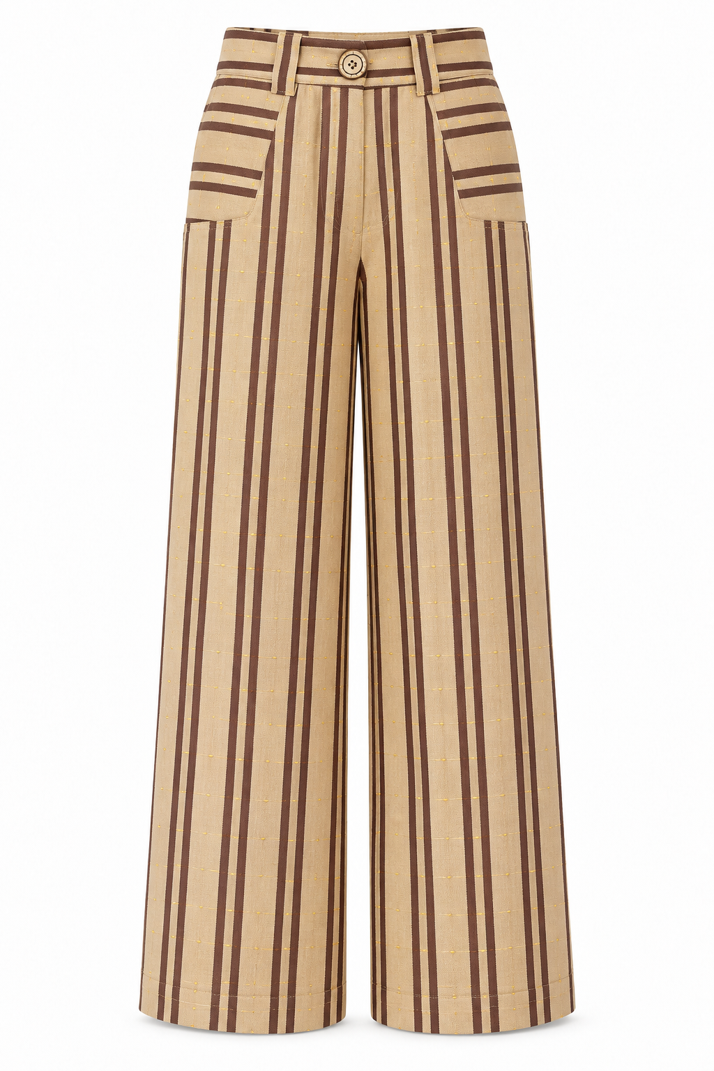 Keys 26 Denim-Cut Shimmer Cream Organic Cotton Palazzo Pants
