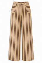 Keys 26 Denim-Cut Shimmer Cream Organic Cotton Palazzo Pants