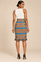 Sentimento, High-Waist Kente Pencil Skirt Handwoven Organic Cotton Skirt