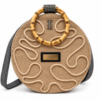 Afrodisk, Borsa artigianale in juta e Kente con manici in bambù, colore nero