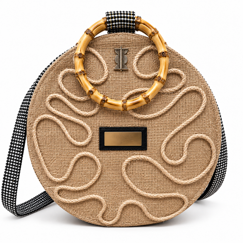 Afrodisk 1.0 Jute & Kente Resort Bag with Bamboo Handles