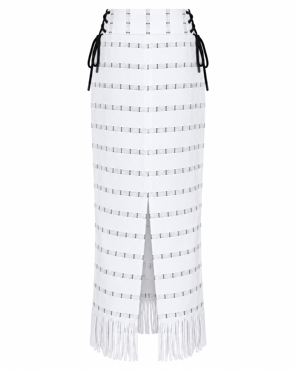 Milena White & Black Striped Handcrafted High-Waist Kente Pencil Skirt