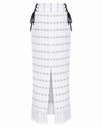 Milena White & Black Striped Handcrafted High-Waist Kente Pencil Skirt