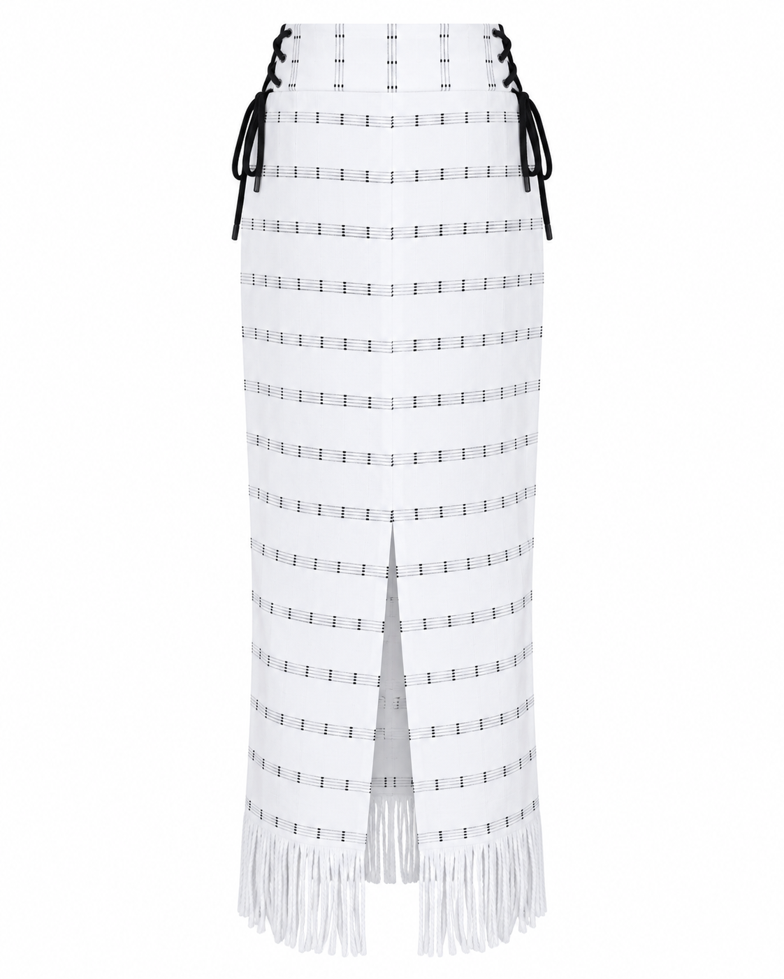 Milena White & Black Striped Handcrafted High-Waist Kente Pencil Skirt