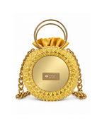 Mirror, Handcrafted Gold Beaded Crystal Handbag with Pouch