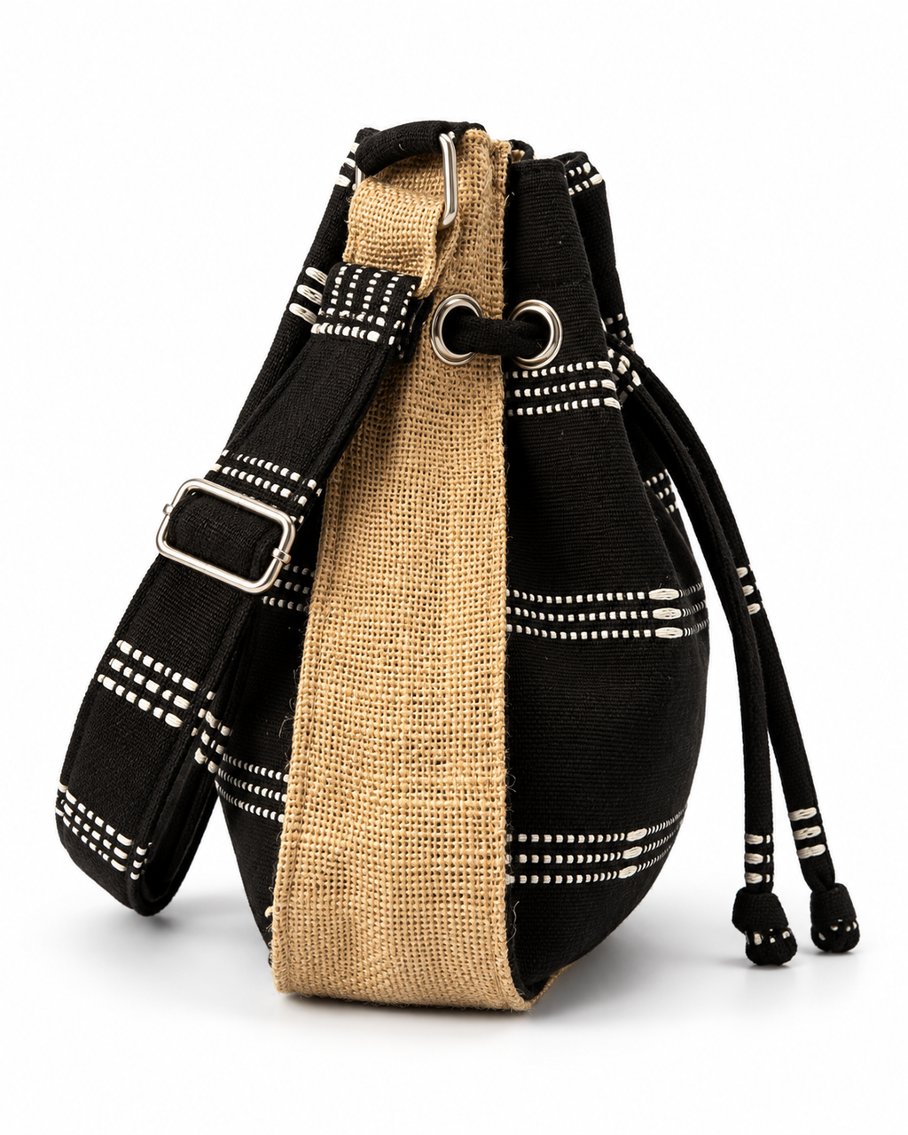 Calebasse Black Handcrafted Kente Jute Bag