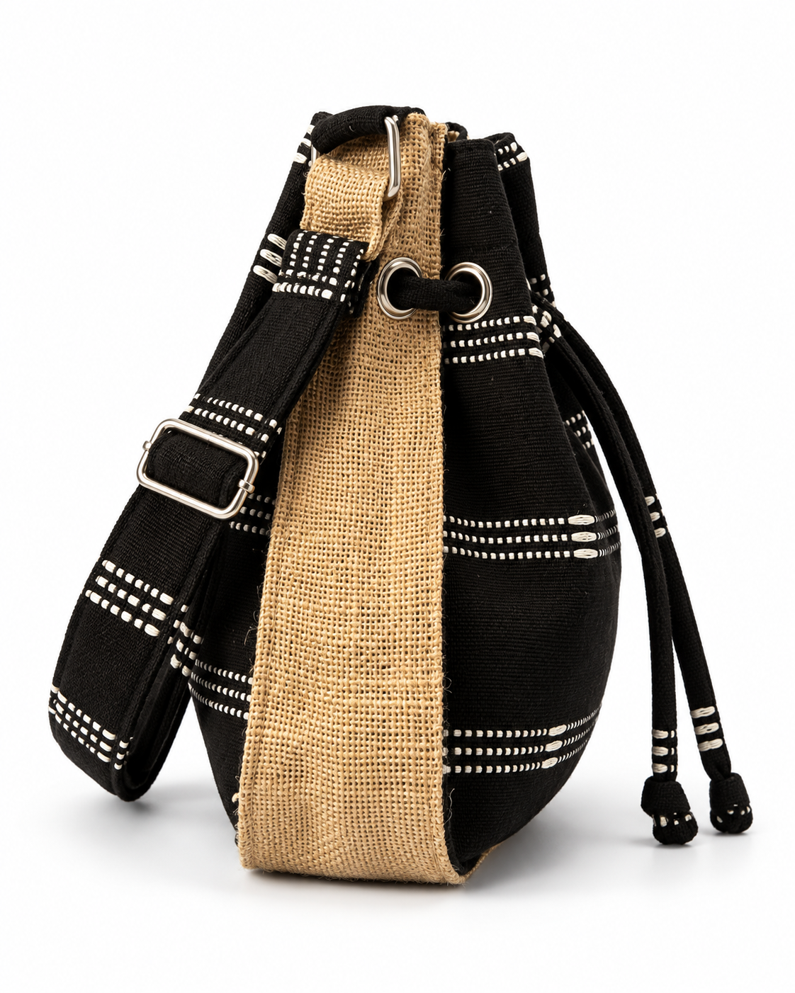 Calebasse Black Handcrafted Kente Jute Bag