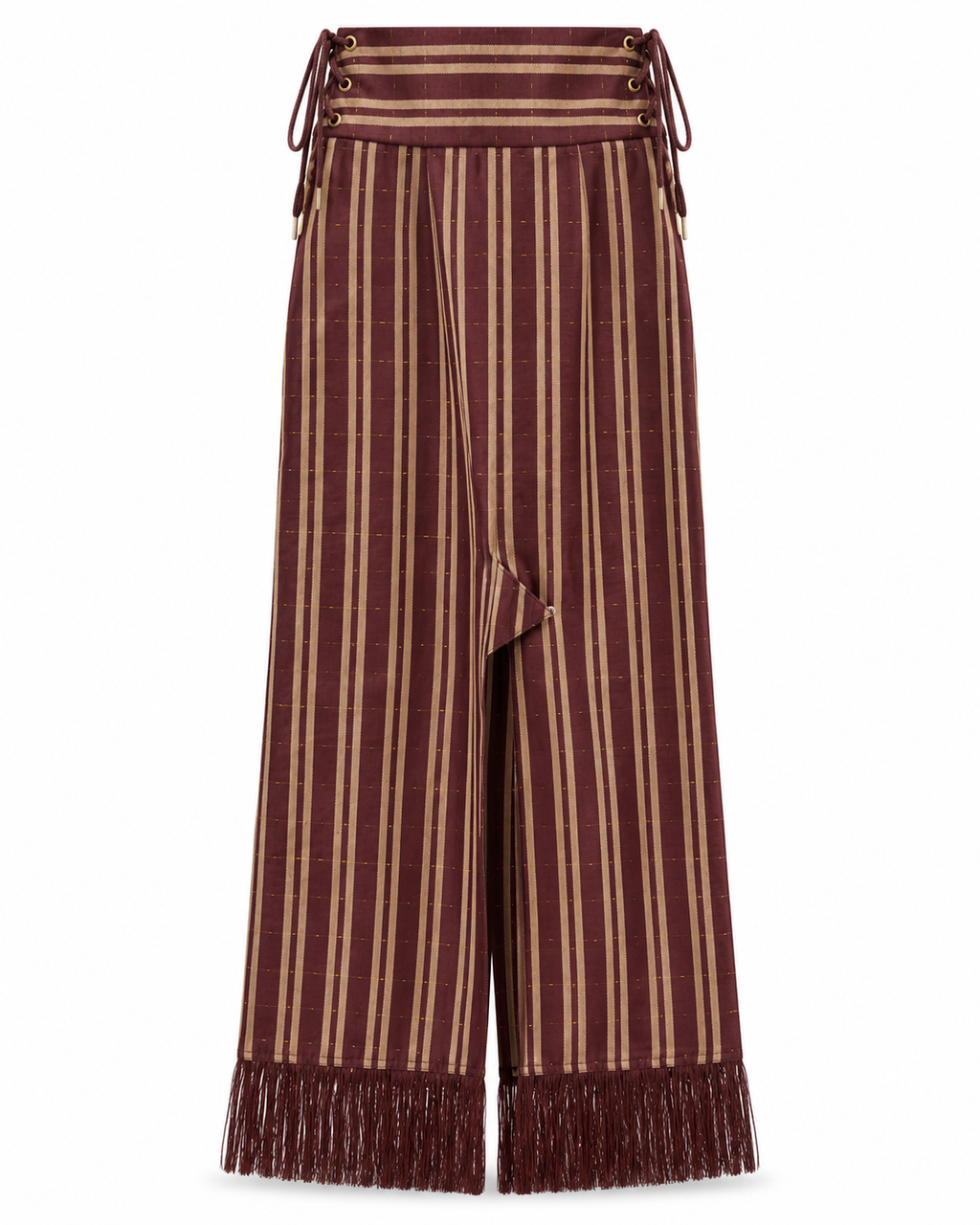 Milena Chocolate, Gold & Cream Striped Handcrafted High-Waist Kente Pencil Skirt