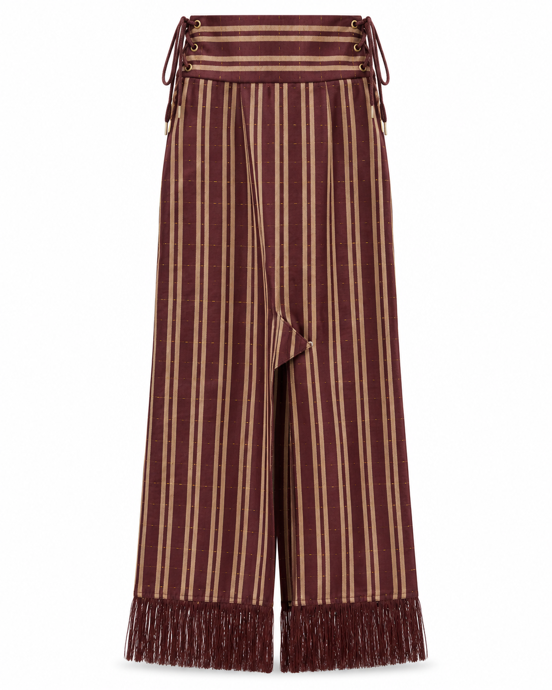Milena Chocolate, Gold & Cream Striped Handcrafted High-Waist Kente Pencil Skirt